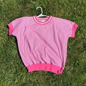 Retro Pink Banded Sweatshirt Tee